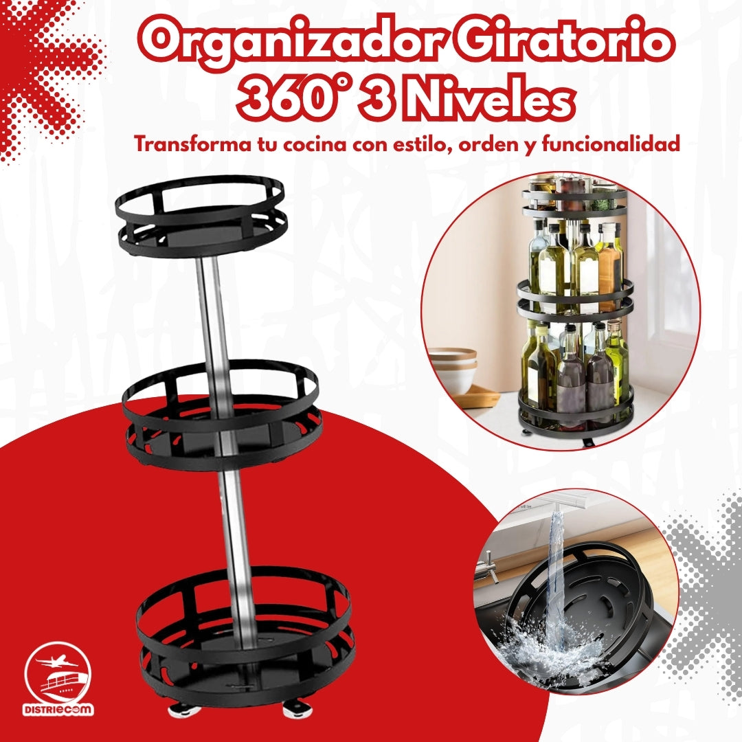 Organizador Giratorio 360 Grados 3 Niveles para Cocina Colombia