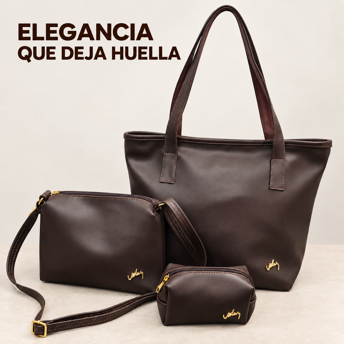 Combo Elegancia 3 en 1 – Bolso, Cartera y Cosmetiquera