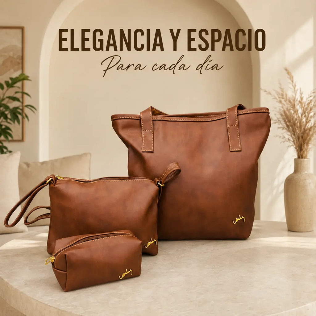 Combo Elegancia 3 en 1 – Bolso, Cartera y Cosmetiquera
