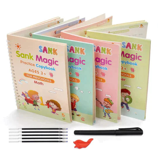 KIT DE 4 CUADERNOS REUTILIZABLES CALIGRAFIA