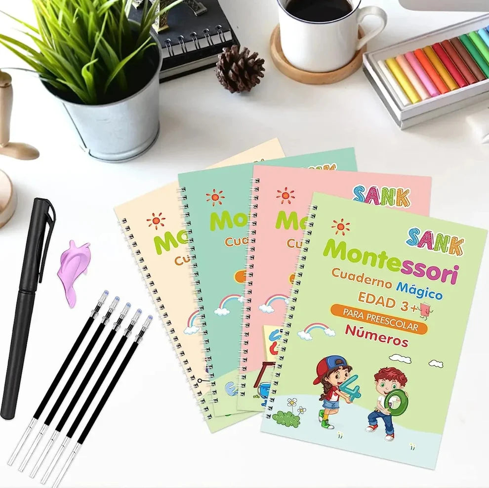 KIT DE 4 CUADERNOS REUTILIZABLES CALIGRAFIA