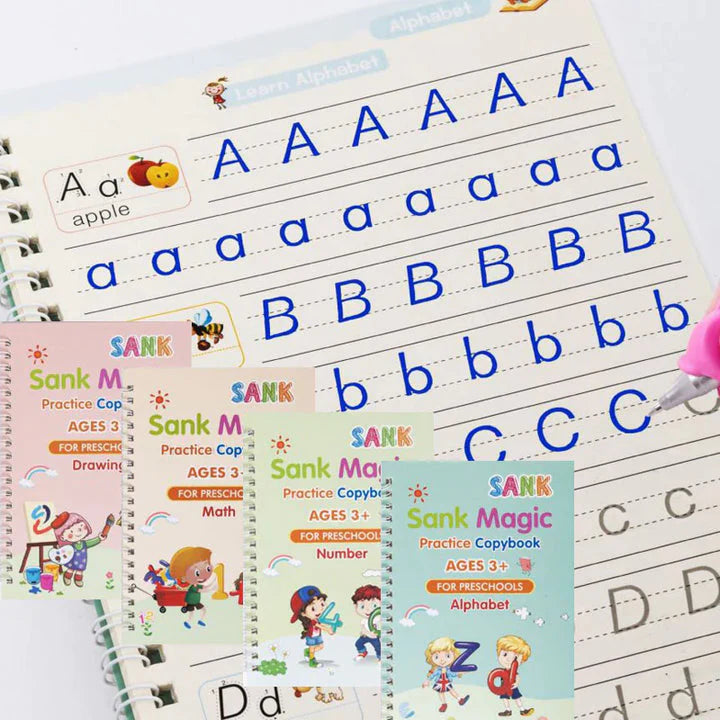KIT DE 4 CUADERNOS REUTILIZABLES CALIGRAFIA