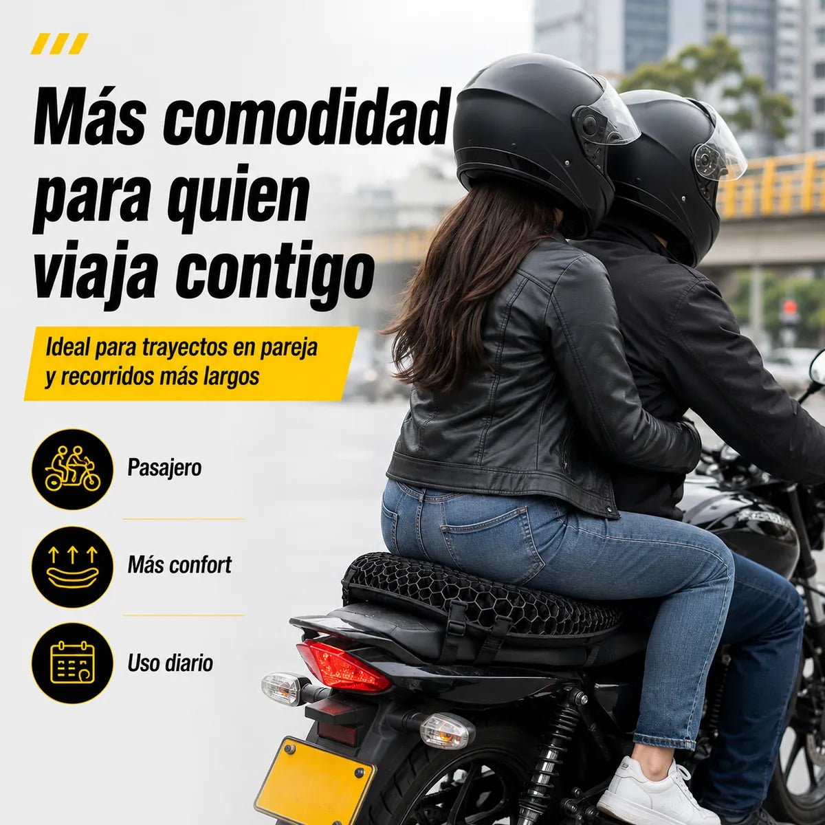 Cojín de gel para pasajero en moto