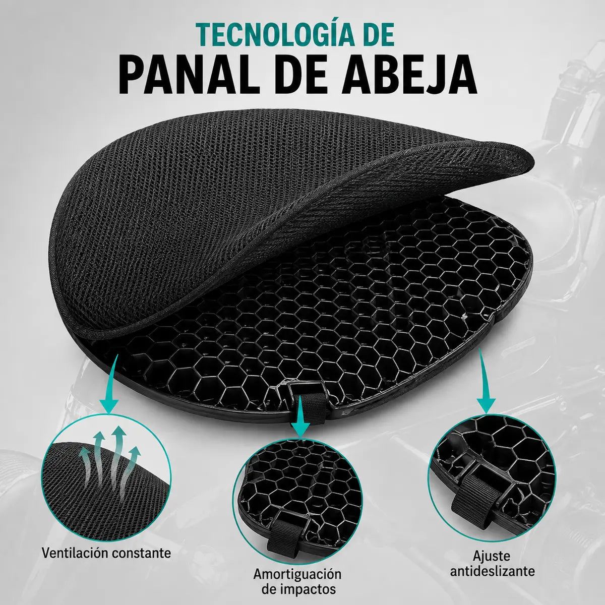 Tecnología de panal del cojín de gel para moto