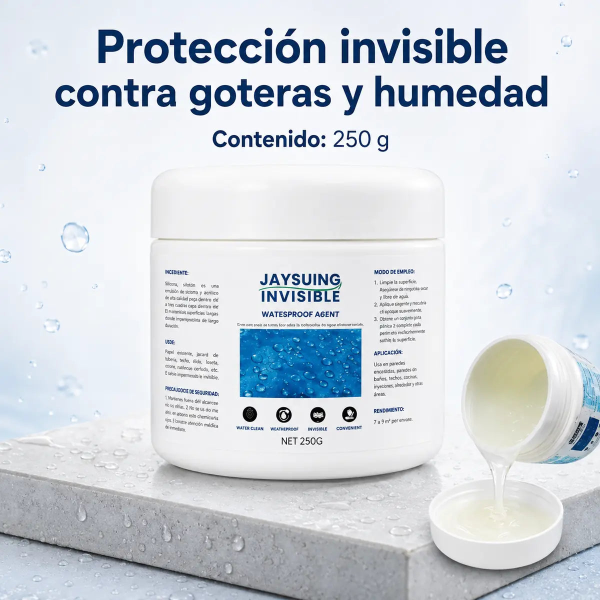 JAYSUING impermeabilizante invisible 250 g contra goteras y humedad
