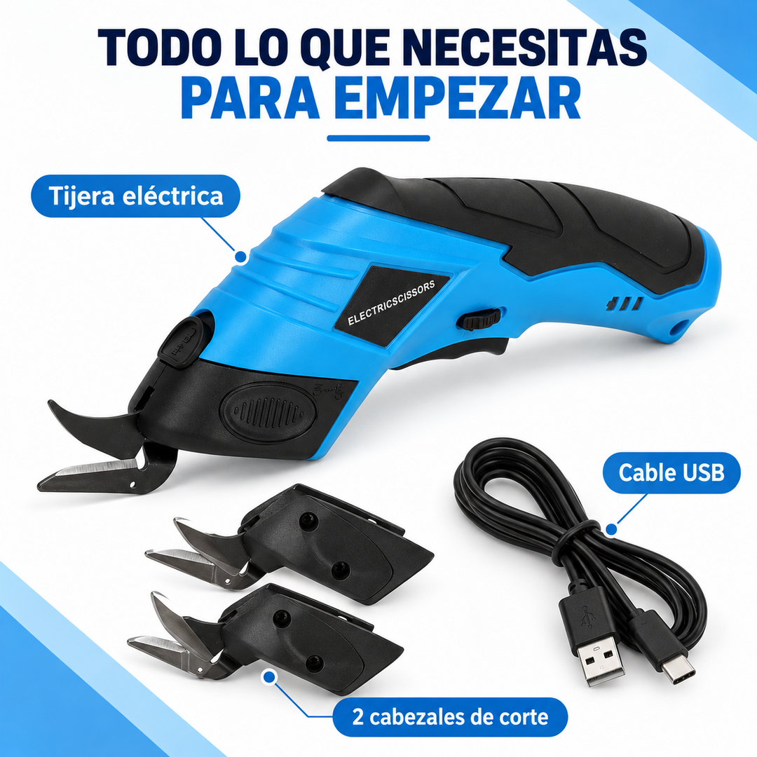 Kit tijera eléctrica con dos cabezales y cable USB