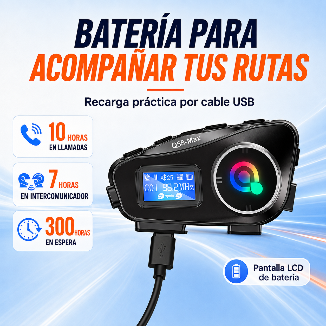Q58 Max batería de larga duración y carga Tipo C
