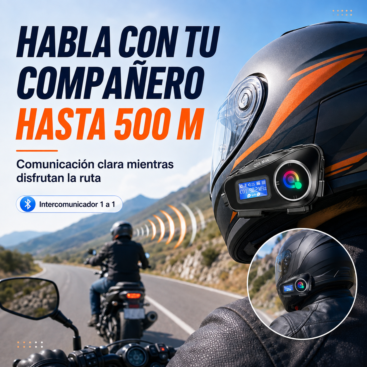 Q58 Max comunicación entre motociclistas hasta 500 metros