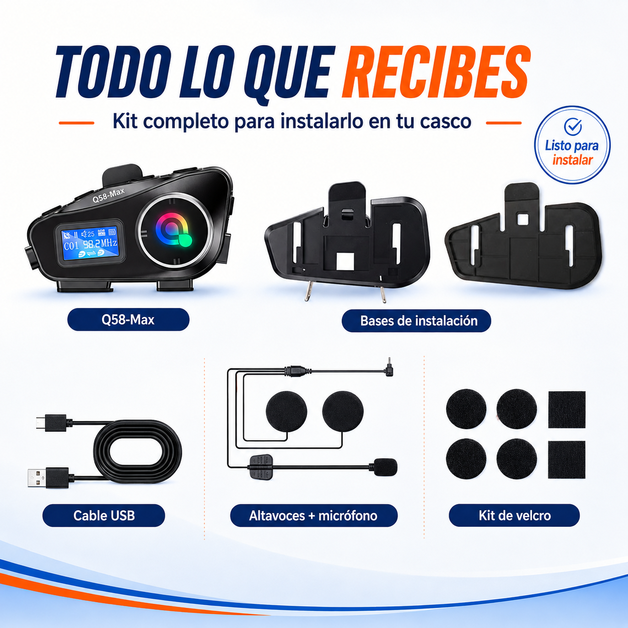 Contenido completo del intercomunicador Q58 Max