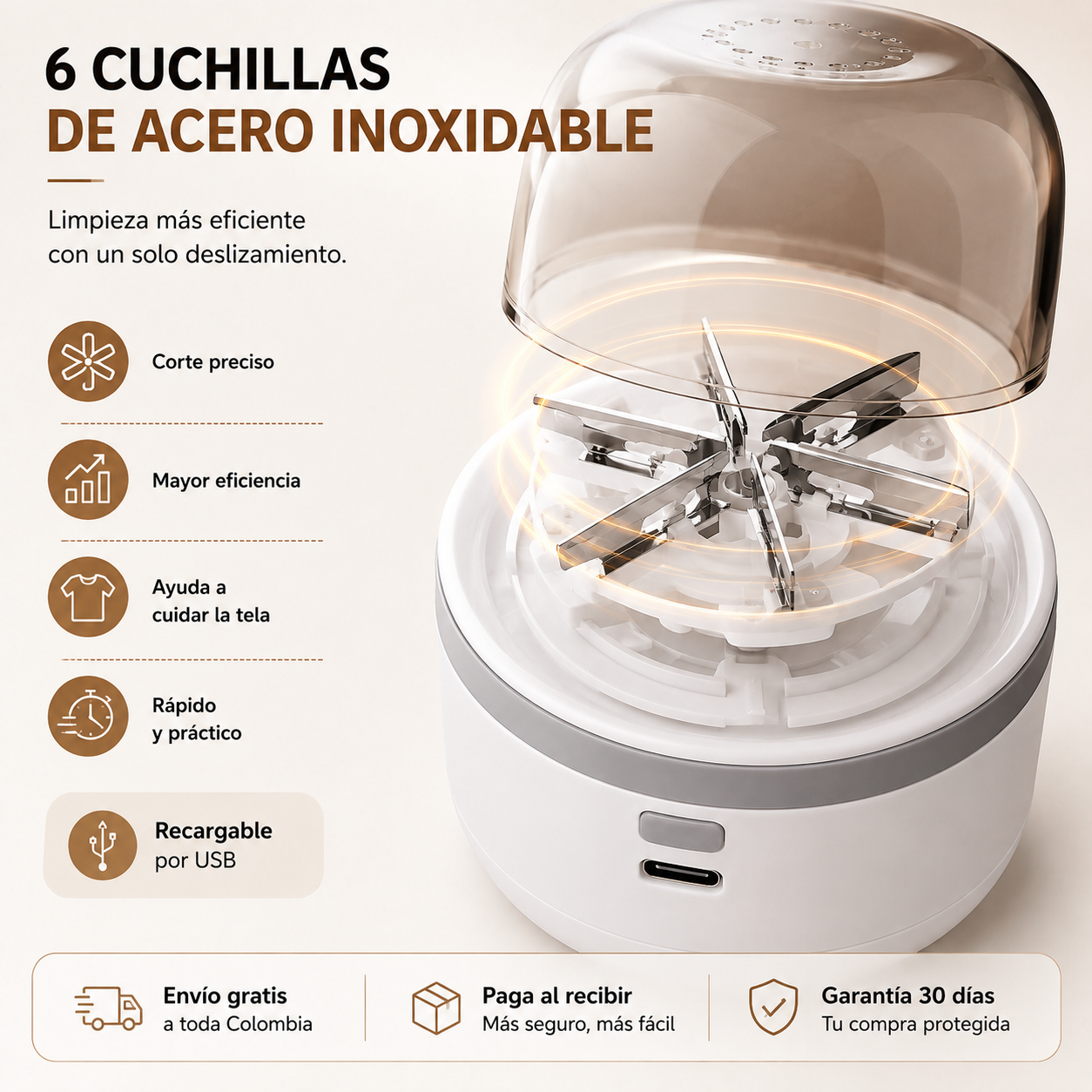 RenovaTex Pro con 6 cuchillas de acero inoxidable